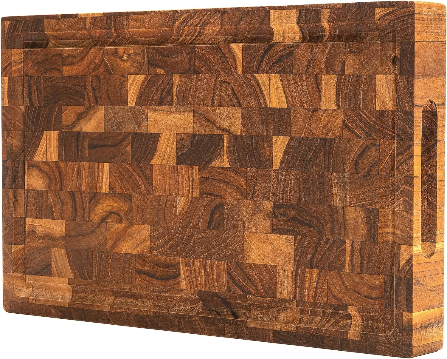 BPA-Free Ziruma End Grain Butcher Block Cutting Board in Teak.