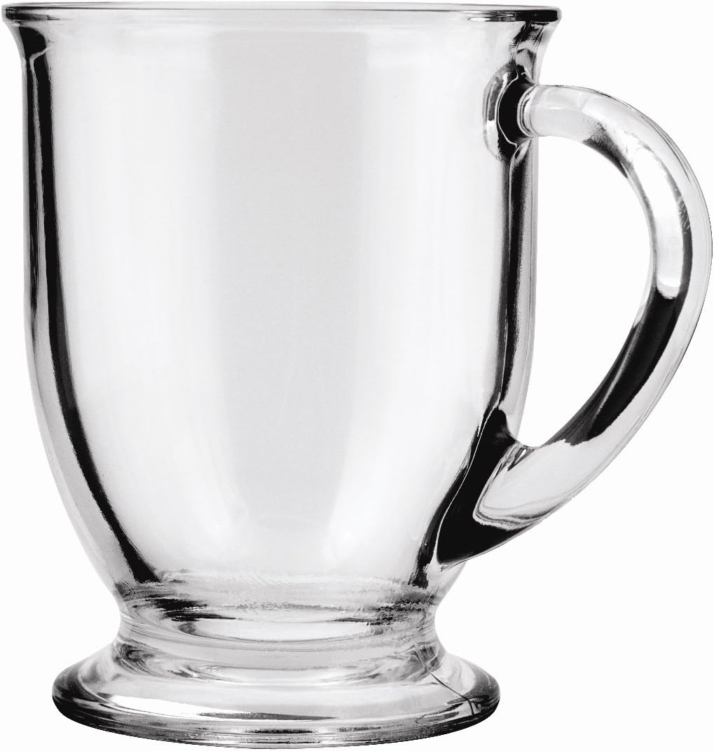 Classic elegance meets sturdy design—Anchor Hocking Café Glass Coffee Mugs, lead-free and perfect for any occasion.