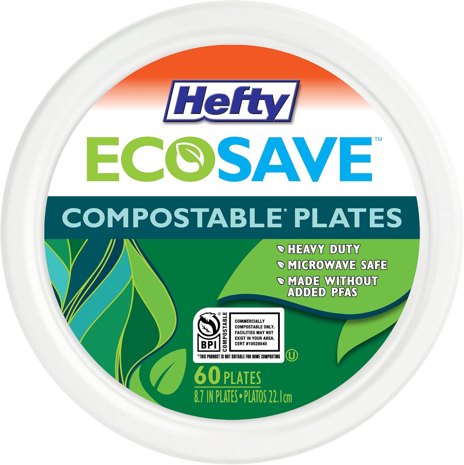 Choose Hefty ECOSAVE Compostable Paper Plates for an eco-friendly and convenient dining experience.