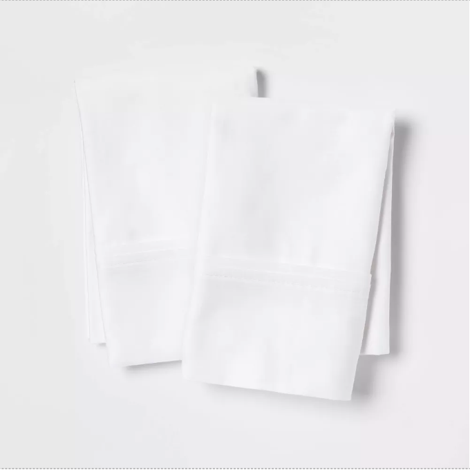 Two folded Threshold 400 threada count cotton pillowcases